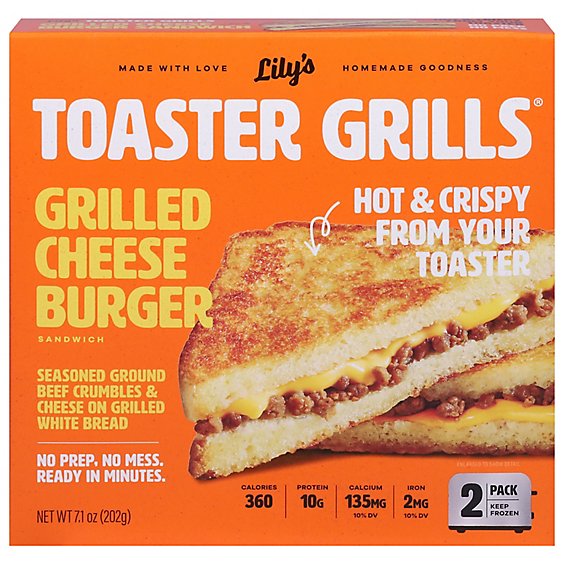 Lilys Toaster Grills Sandwich Grilled Cheeseburger - 7.4 Oz