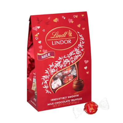 Lindt LINDOR Valentines Milk Chocolate Candy Truffles Bag - 15.2 Oz - Image 1