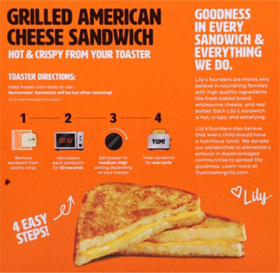 Lilys Toaster Grills Sandwich Grilled American Cheese - 7.4 Oz - Haggen