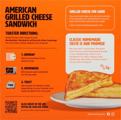 Lilys Toaster Grills Sandwich Grilled American Cheese - 7.4 Oz - Haggen