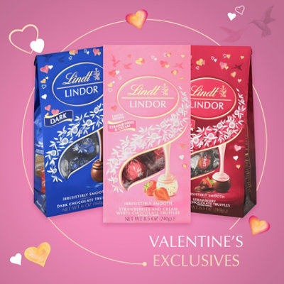 Lindt LINDOR Valentines Strawberries And Cream White Chocolate Candy Truffles Bag - 8.5 Oz - Image 4