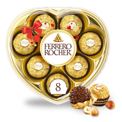 Ferrero Rocher Valentine’s Day Heart Gift Box Fine Hazelnut Premium Chocolates 8 Count - 3.5 Oz - Image 1