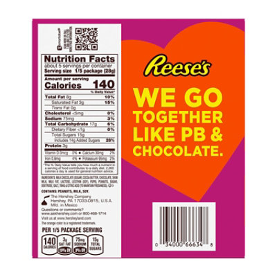 Reeses Milk Chocolate Peanut Butter Heart Valentines Day Candy Gift Box - 5 Oz - Image 2