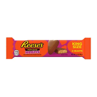 Reese's Milk Chocolate King Size Peanut Butter Hearts Valentine's Candy Pack - 2.4 Oz
