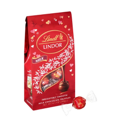 Lindt LINDOR Valentines Milk Chocolate Candy Truffles Bag - 8.5 Oz - Image 1