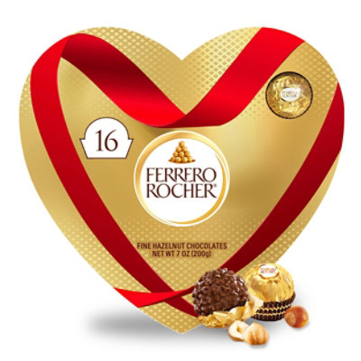 Ferrero Rocher Valentine’s Day Heart Gift Box Fine Hazelnut Premium Chocolates 16 Count - 7 Oz - Image 1