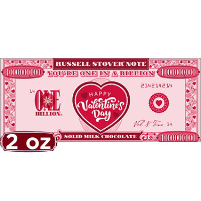 Russell Stover Valentines Day One In A Billion Solid Milk Chocolate Bar - 2 Oz - Image 1