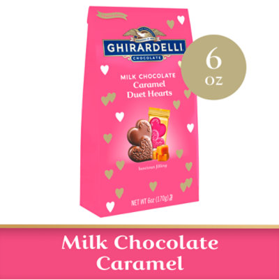 Ghirardelli Milk Chocolate Caramel Duet Hearts Heart Shaped Chocolates For Valentines Bag - 6 Oz