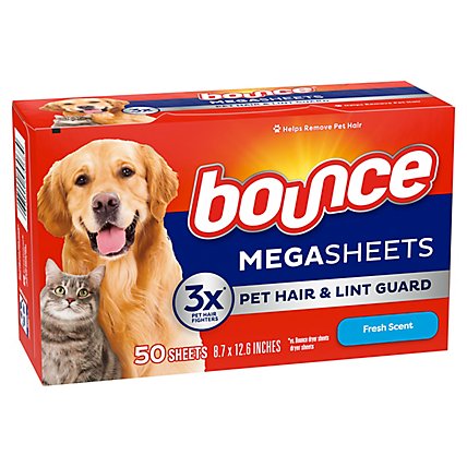Bounce Dryer Sheets For Pet Hair & Lint Guard Mega Fresh Scent - 50 Count - Image 5