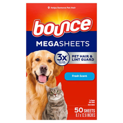 Bounce Dryer Sheets For Pet Hair & Lint Guard Mega Fresh Scent - 50 Count - Image 8