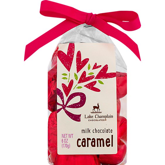 Lake Champlain Org Caramel Filled Milk Hearts Gift Bag - 6 OZ