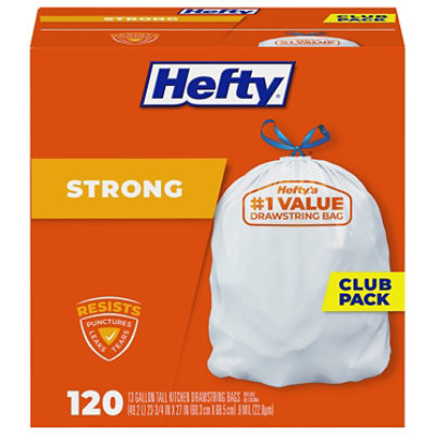 Hefty Trash Bags Drawstring Strong Tall 13 Gallon - 120 Count - Image 3