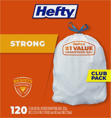 Hefty Trash Bags Drawstring Strong Tall 13 Gallon - 120 Count - Image 4