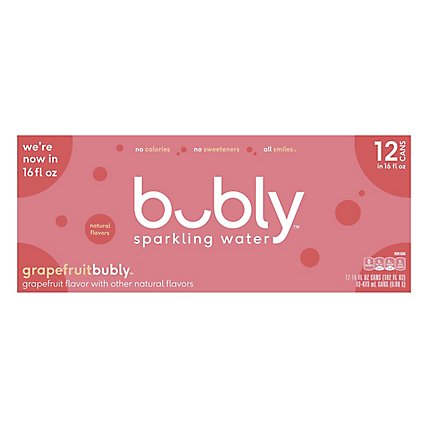 Bubly Sparkling Water Grapefruit 16 Fluid Ounce/ 12 Pack - 192 FZ - Image 3