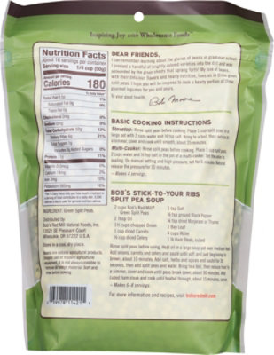 Bobs Red Mill Split Peas Green - 29 Oz - Image 5