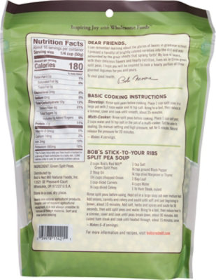 Bobs Red Mill Split Peas Green - 29 Oz - Image 6