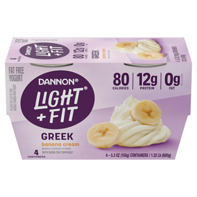 Light + Fit Nonfat Gluten-Free Banana Cream Greek Yogurt Multipack - 4-5.3 Oz - Image 1