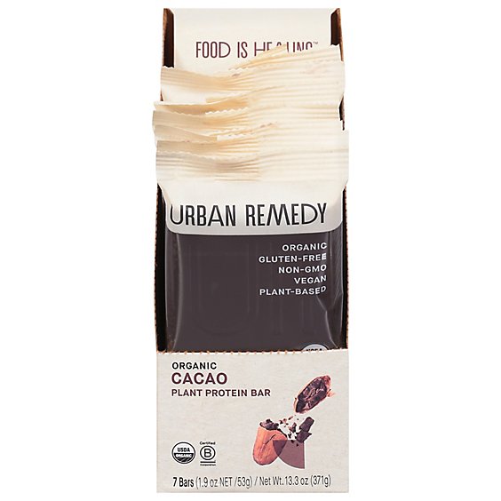 Urban Remedy Organic Cacao Plant Protein Bar - 7 Bar Box - 13.1 OZ