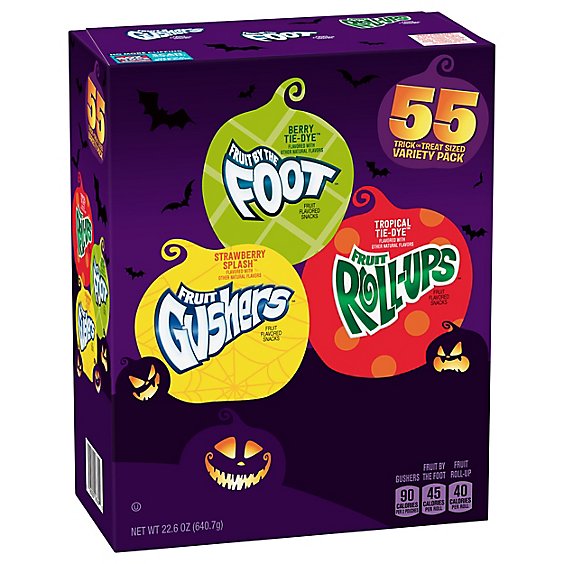 Fruit Roll-ups Fruit By The Foot Gushers 55 Count Variety Pack - 22.6 OZ