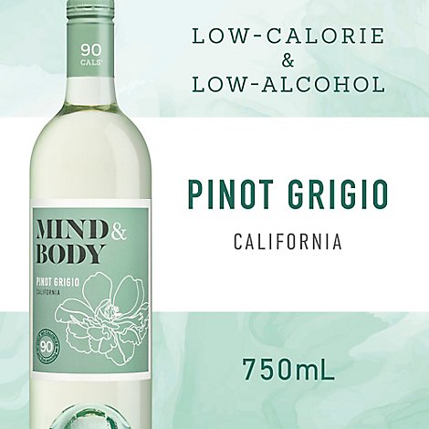Mind & Body Low Calorie Pinot Grigio White Wine Bottle - 750 Ml