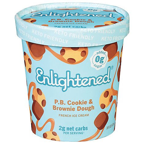 Enlightened Ice Cream Peanut Butter Cookie & Brownie Dough - 16 Fl. Oz.
