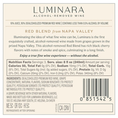 Luminara Alcohol Removed Red Blend Wine Bottle - 750 Ml - Image 2