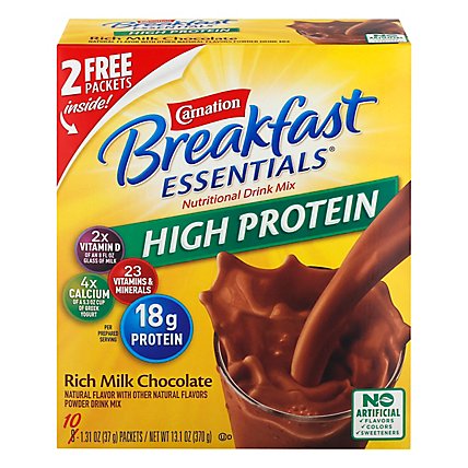 Carnation Breakfast Essentials High Protein Nutritional Mix Chocolate Powder Drink - 10 Count - Image 3