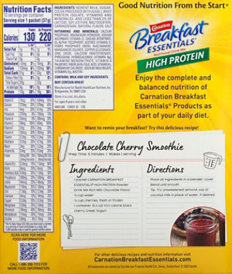 Carnation Breakfast Essentials High Protein Nutritional Mix Chocolate Powder Drink - 10 Count - Image 6