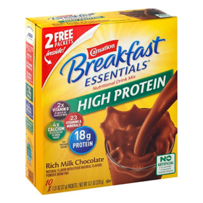 Carnation Breakfast Essentials High Protein Nutritional Mix Chocolate Powder Drink - 10 Count - Image 1