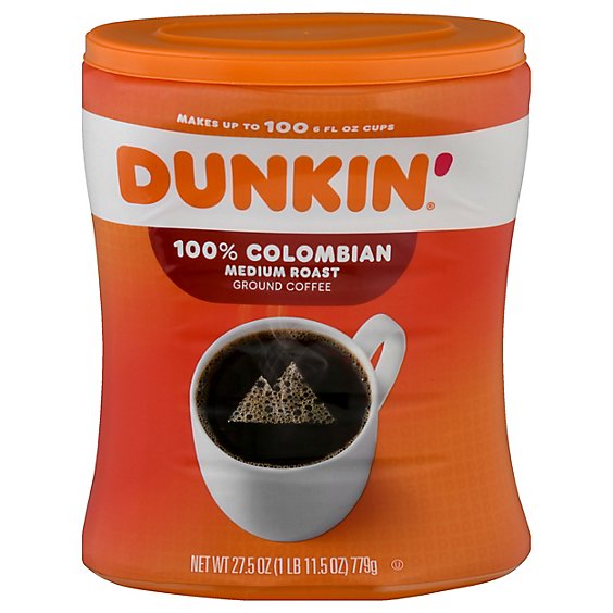 Dunkin Colombian Canister Coffee - 27.5 OZ