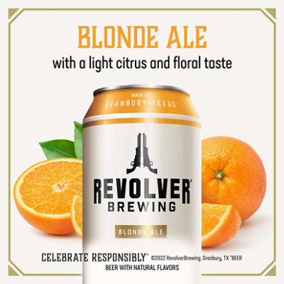 Revolver Blood&Honey Citrus Blonde Craft American Ale Beer 4.5% ABV Cans - 6-12 Fl. Oz. - Image 2