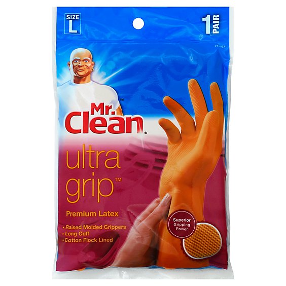 Mr Clean Ultra Grip Latex W/grippers Lg - EA