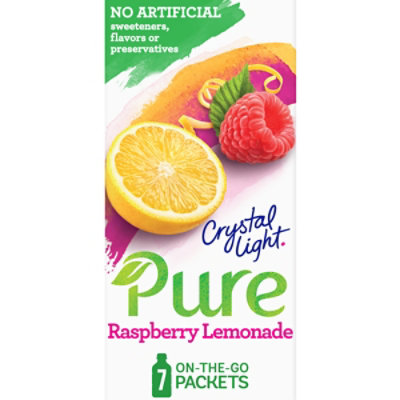 Crystal Light Pure Raspberry Lemonade Powdered Drink Mix On the Go Packets - 7 Count