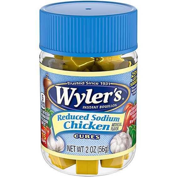 Wyler's Instant Bouillon Chicken Flavored Cubes with Reduced Sodium Jar - 2 Oz