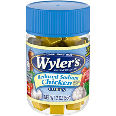 Wyler's Instant Bouillon Chicken Flavored Cubes with Reduced Sodium Jar - 2 Oz