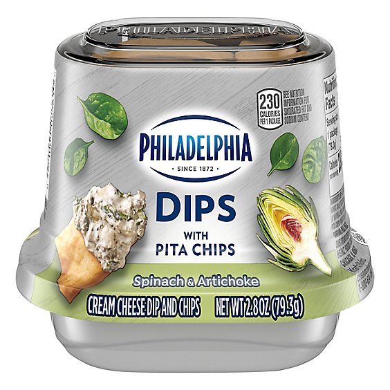 Philadelphia Dips With Pita Chips Spinach And Artichoke - 2.8 OZ