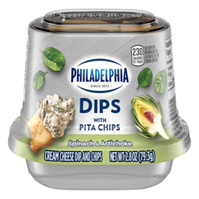 Philadelphia Dips With Pita Chips Spinach And Artichoke - 2.8 OZ