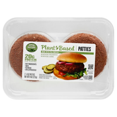 Open Nature Plant Based Pea Protein Patties - 2-4 Oz.