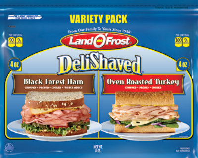 Land O Frost DeliShaved Black Forest Ham & Oven Roasted Turkey Variety - 8 Oz