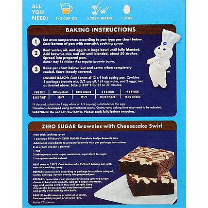Pillsbury Zero Sugar Chocolate Fudge Flavored Brownie Mix - 12.35 Oz - Image 7