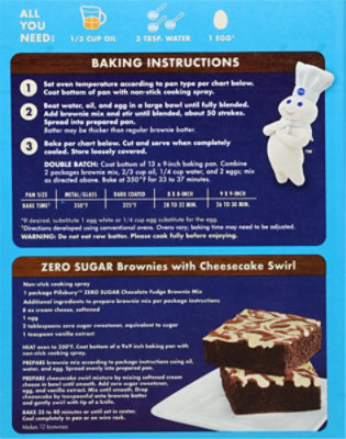 Pillsbury Zero Sugar Chocolate Fudge Flavored Brownie Mix - 12.35 Oz - Image 6