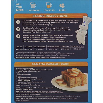 Pillsbury Zero Sugar Moist Supreme Yellow Premium Cake Mix - 16 Oz - Image 6