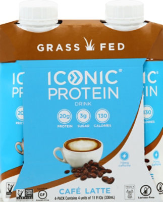 Iconic Protein Rtd 4pk Latte - 44 FZ - Haggen