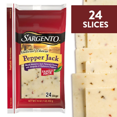 Sargento Cheese Natural Sliced Pepper Jack 24 Count - 16 Oz