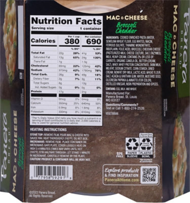 Panera Bread Vegetarian Broccoli Cheddar Mac & Cheese Microwave Meal - 16 Oz - Image 6