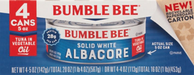 Bumble Bee Solid White Albacore Tuna In Oil Can - 4-5 OZ - Image 2