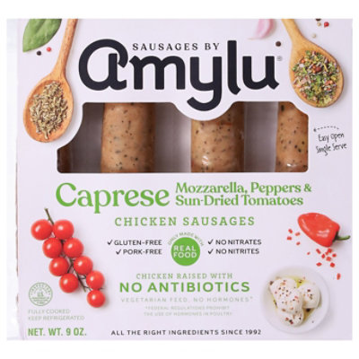 Sausages By Amylu Mozzarella Peppers & Sun-dried Tomatoes Chicken Sausages - 9 OZ - Image 3