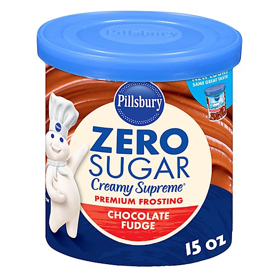 Pillsbury Zero Sugar Creamy Supreme Chocolate Fudge Flavored Premium Frosting - 15 Oz