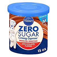 Pillsbury Zero Sugar Creamy Supreme Chocolate Fudge Flavored Premium Frosting - 15 Oz - Image 1