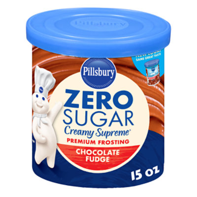 Pillsbury Zero Sugar Creamy Supreme Chocolate Fudge Flavored Premium Frosting - 15 Oz